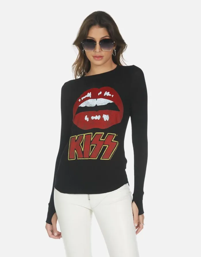 McKinley X Kiss Lip Black Women Lauren Moshi Long Sleeve