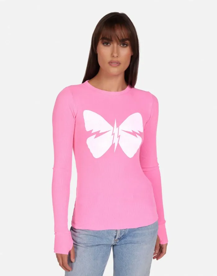 McKinley X Lightning Butterfly Neon Pink Women Lauren Moshi Long Sleeve