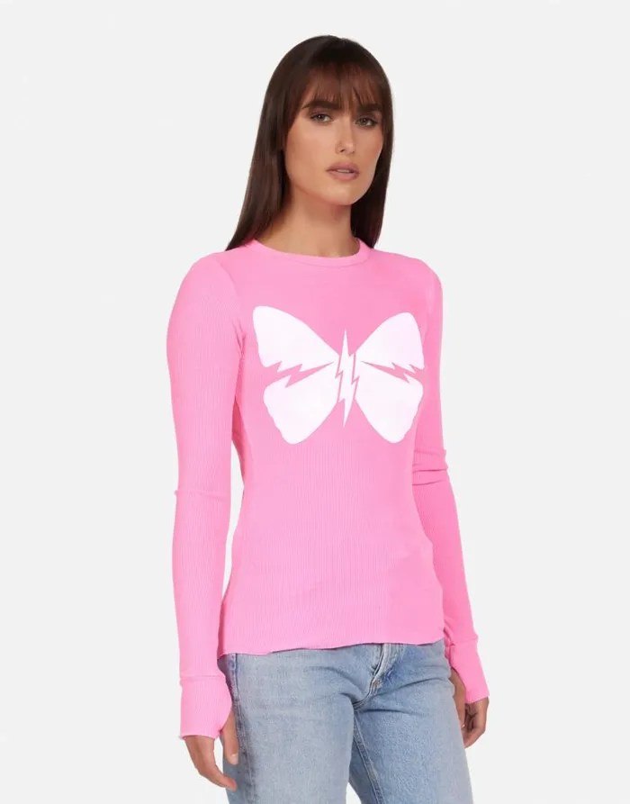 McKinley X Lightning Butterfly Neon Pink Women Lauren Moshi Long Sleeve