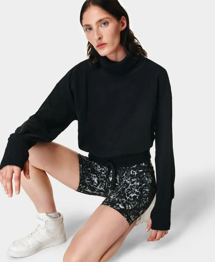 Melody Luxe Fleece Pullover Black Women Jumpers Hoodies Sweaty Betty