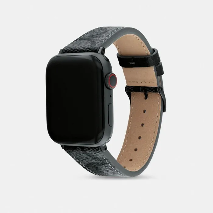 Men Apple Watch Strap 42 Mm And 44 Mm Black Coach Watches