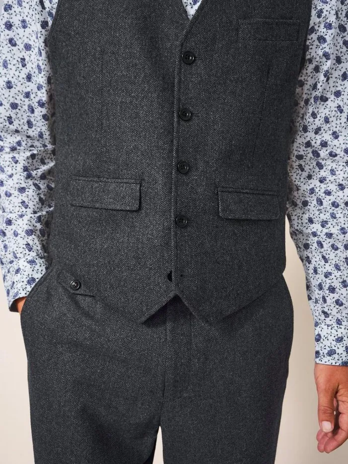 Men BLAZERS White Stuff Heath Waistcoat Charcoal Grey