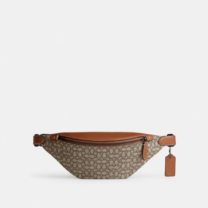 Men Charter Belt Bag 7 In Micro Signature Jacquard Cocoaburnished Amber Coach Belt Bags