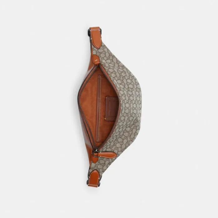 Men Charter Belt Bag 7 In Micro Signature Jacquard Cocoaburnished Amber Coach Belt Bags Men Charter Belt Bag 7 In Micro Signature Jacquard Cocoaburnished Amber Coach Belt Bags