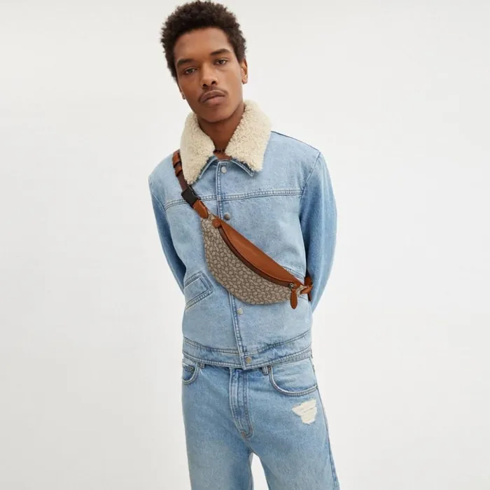 Men Charter Belt Bag 7 In Micro Signature Jacquard Cocoaburnished Amber Coach Belt Bags Men Charter Belt Bag 7 In Micro Signature Jacquard Cocoaburnished Amber Coach Belt Bags