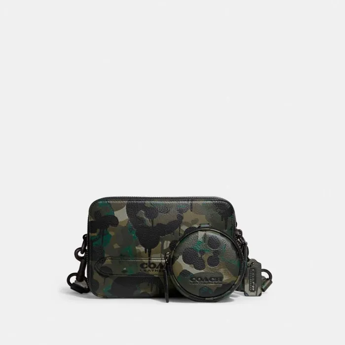 Men Charter Crossbody With Hybrid Pouch With Camo Print Greenblue Coach Messenger and Crossbody