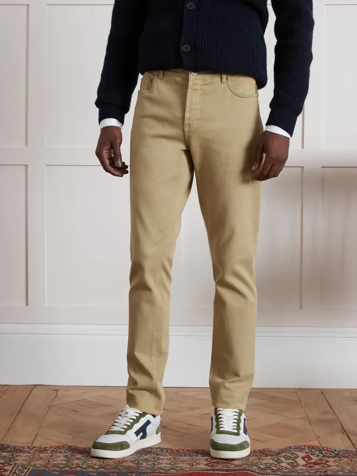 Men Clothing Cyrillus 5Pocket StraightLeg Jeans Beige Army