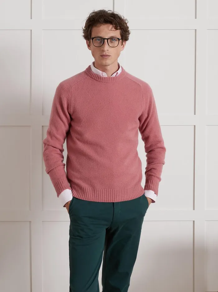 Men Clothing Cyrillus Man039s Merino Wool Sweater With Round Neckline Vieux Rose