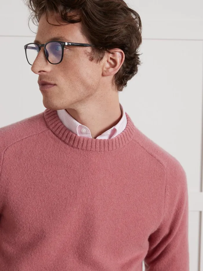 Men Clothing Cyrillus Man039s Merino Wool Sweater With Round Neckline Vieux Rose