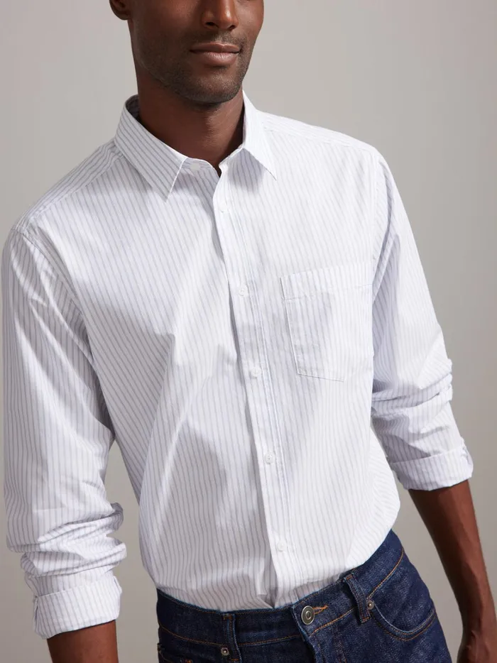 Men Clothing Cyrillus Regular Fit Shirt With Narrow Stripes Rayure Fantaisie