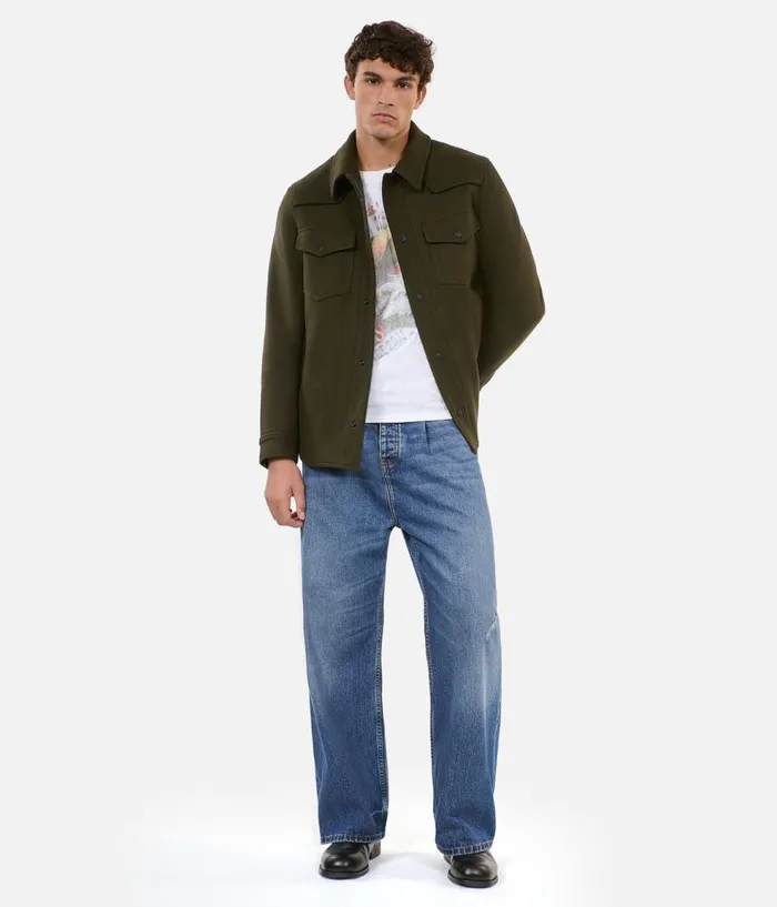 Men Coats and Jackets THE KOOPLES Khaki Overshirtstyle Jacket
