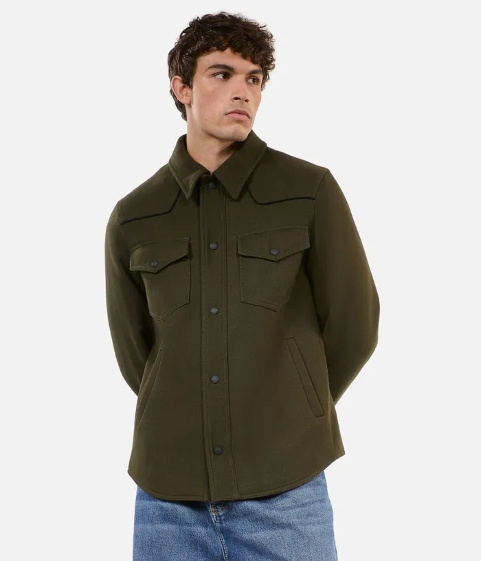 Men Coats and Jackets THE KOOPLES Khaki Overshirtstyle Jacket