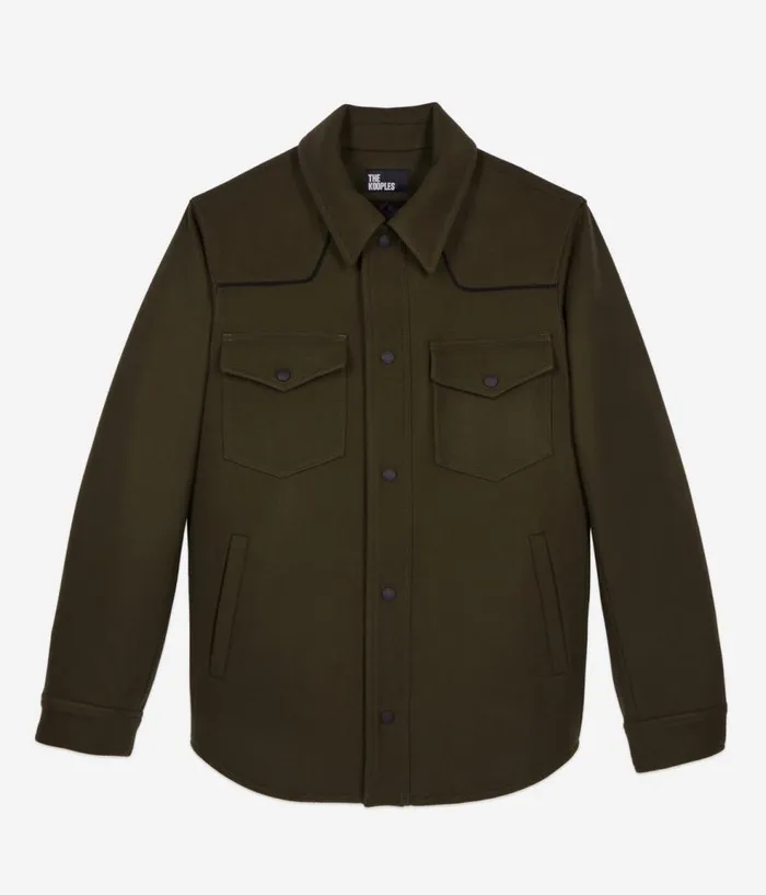 Men Coats and Jackets THE KOOPLES Khaki Overshirtstyle Jacket