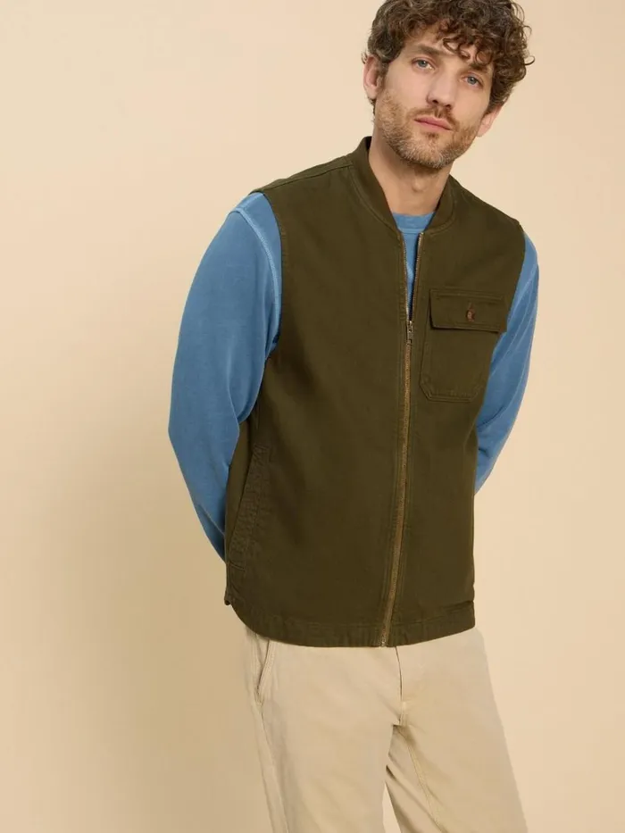 Men COATS and JACKETS White Stuff McCarthy Gilet Khaki Green