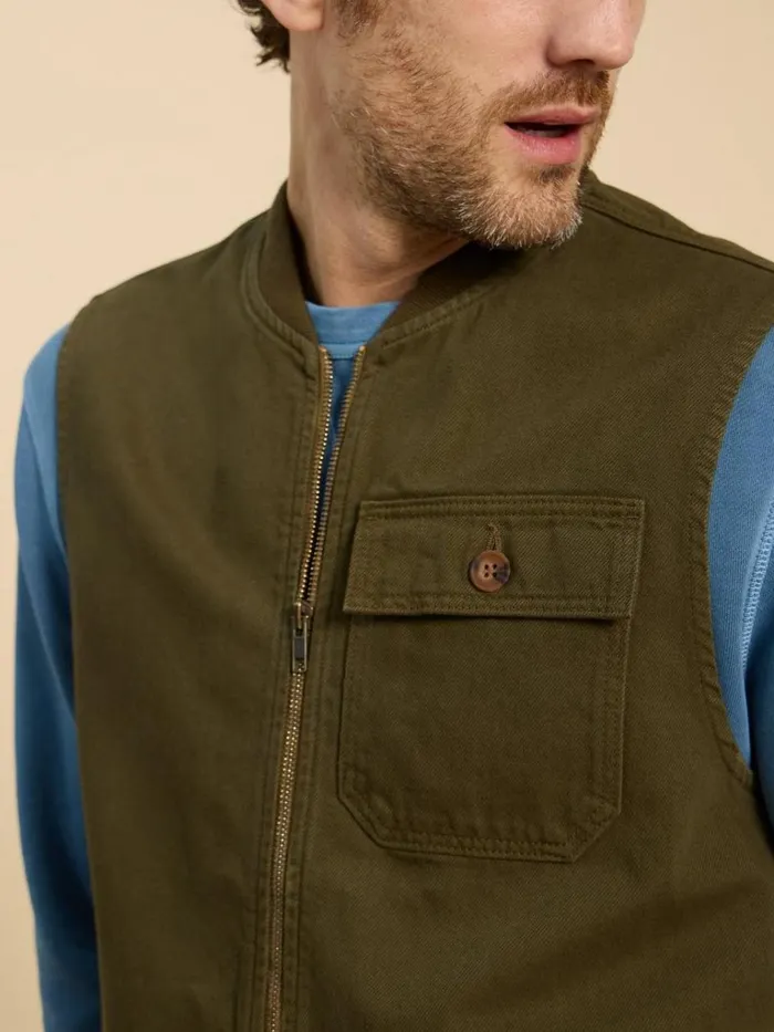 Men COATS and JACKETS White Stuff McCarthy Gilet Khaki Green Men COATS and JACKETS White Stuff McCarthy Gilet Khaki Green