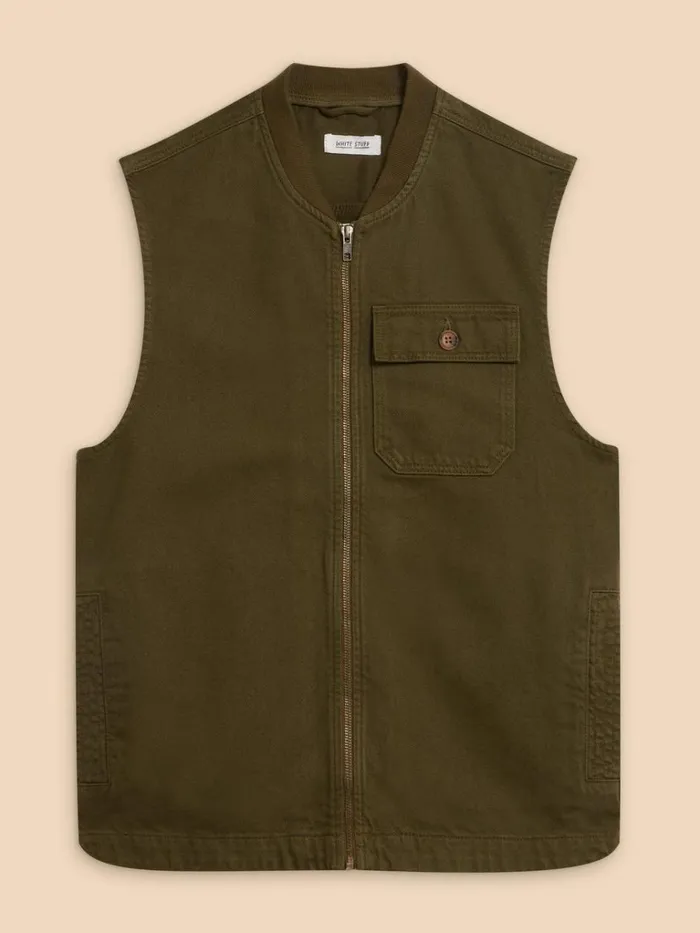 Men COATS and JACKETS White Stuff McCarthy Gilet Khaki Green Men COATS and JACKETS White Stuff McCarthy Gilet Khaki Green