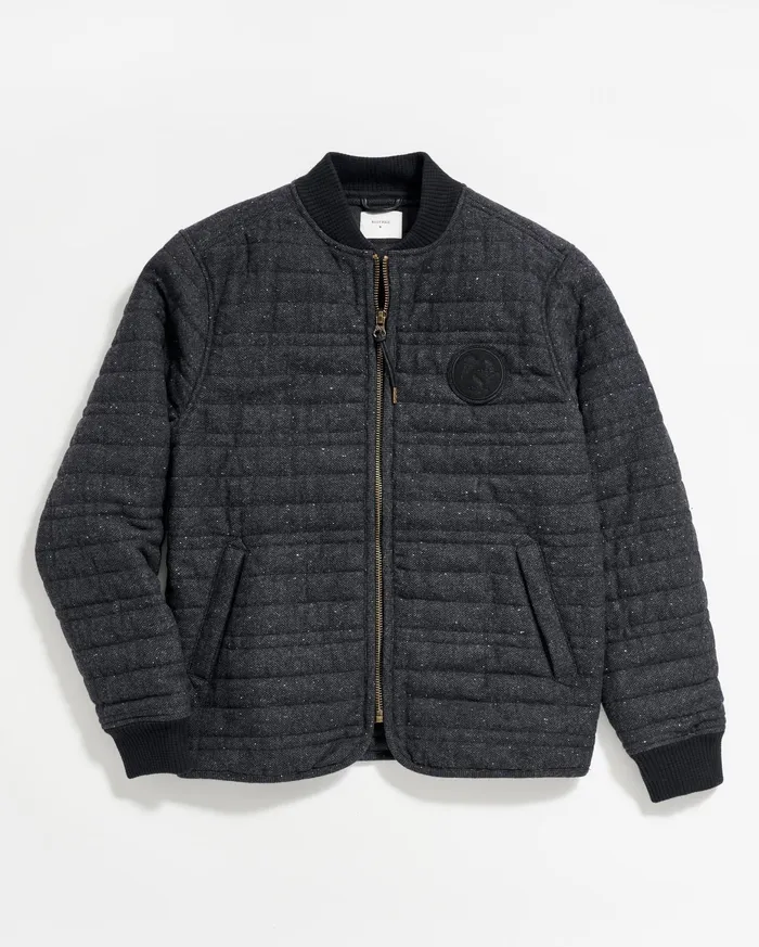 Men Collegiate Bomber Black Tweed Billy Reid Jackets and Outerwear