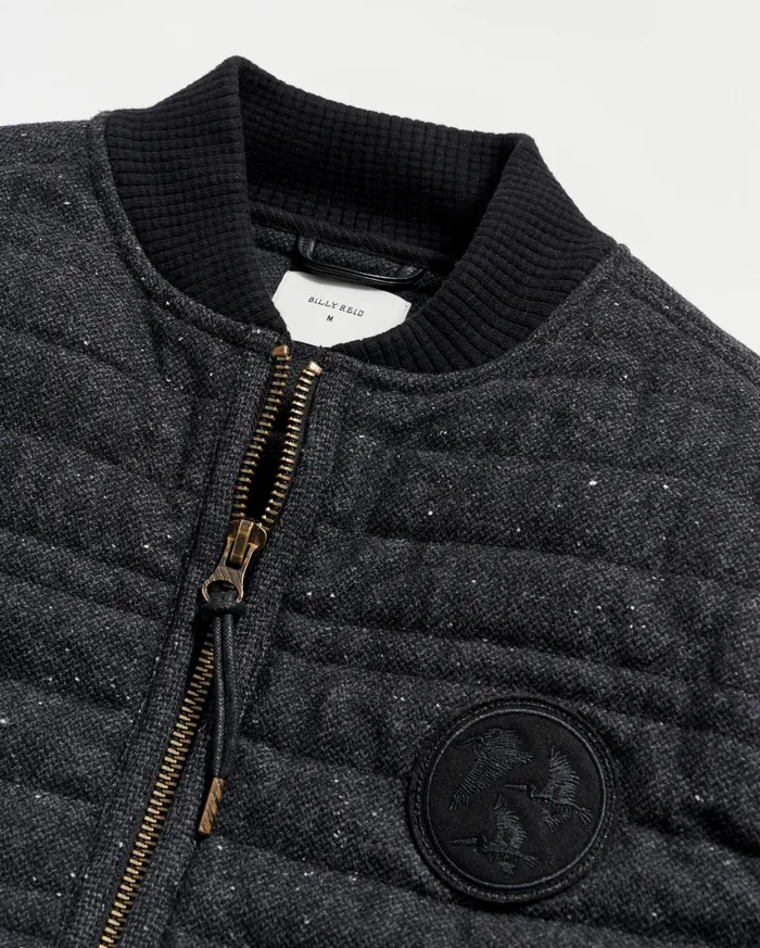 Men Collegiate Bomber Black Tweed Billy Reid Jackets and Outerwear