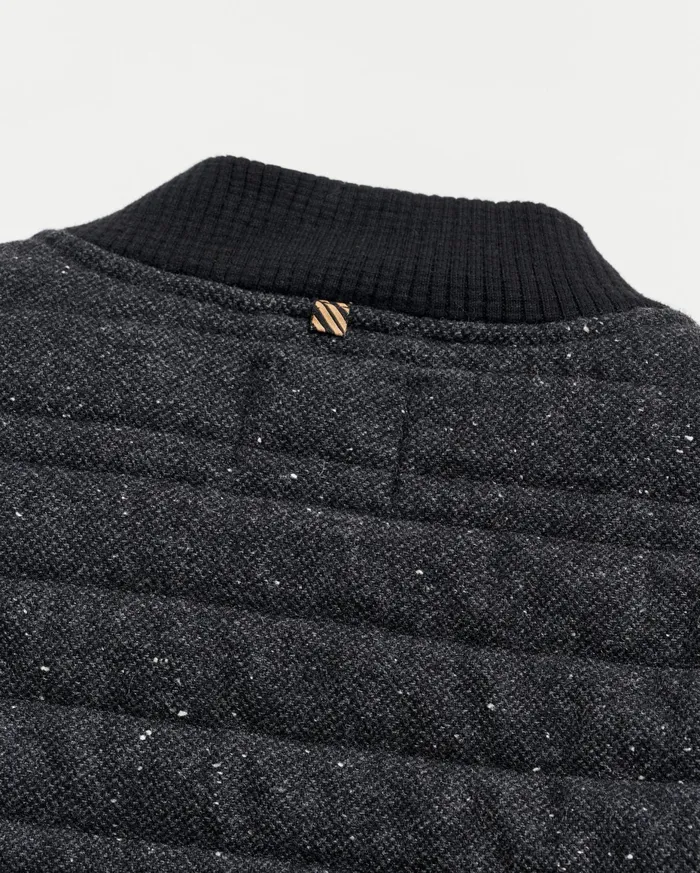 Men Collegiate Bomber Black Tweed Billy Reid Jackets and Outerwear