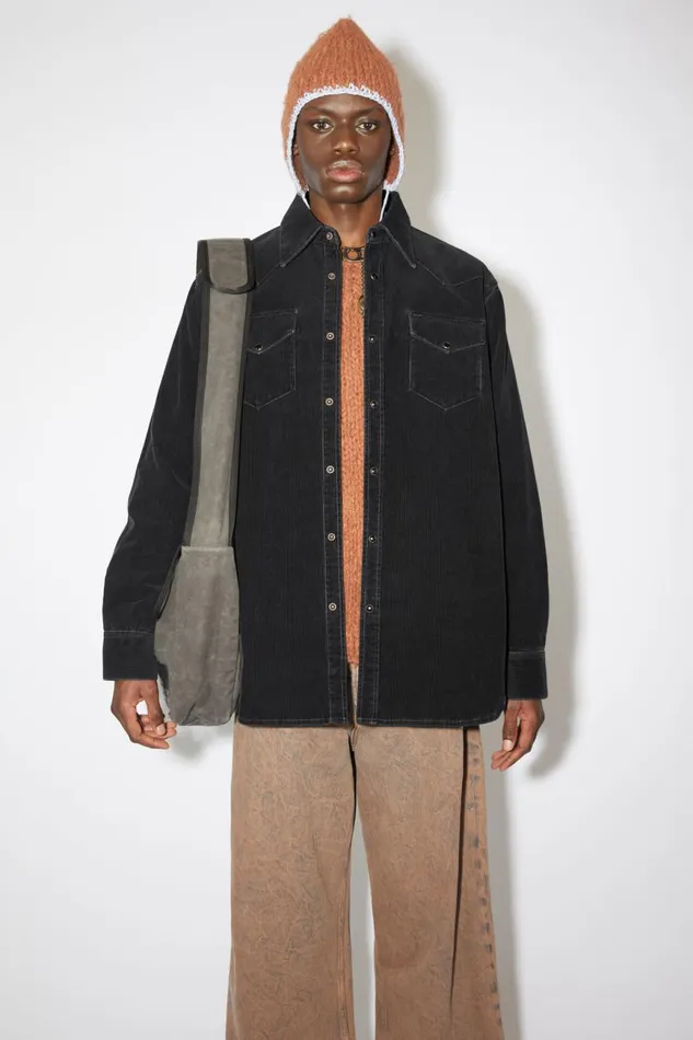 Men Corduroy Buttonup Shirt Black Acne Studios Shirts