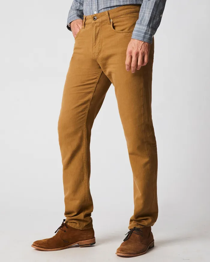 Men Cotton Linen 5 Pocket Pant Dark Tan Billy Reid Bottoms