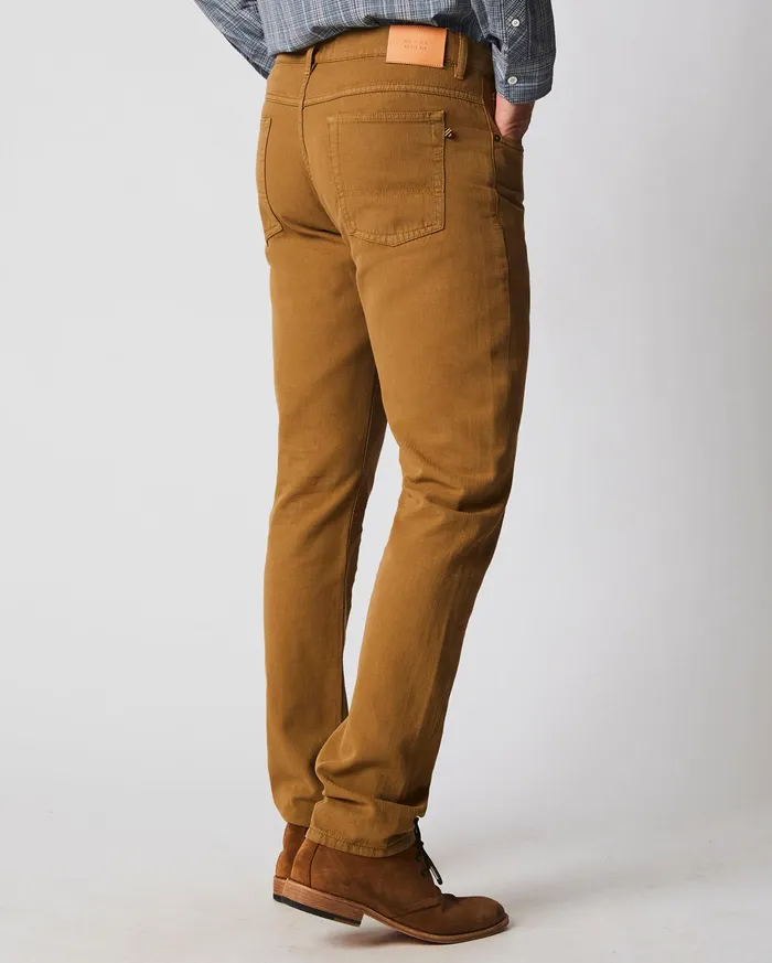 Men Cotton Linen 5 Pocket Pant Dark Tan Billy Reid Bottoms