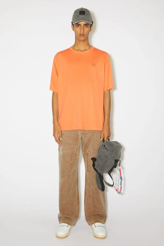Men Crew Neck Tshirt 8211 Relaxed Fit Mandarin Orange Acne Studios Tshirts