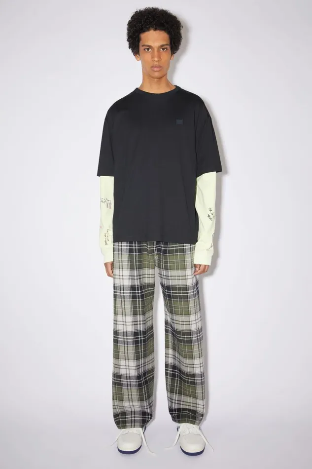 Men Crew Neck Tshirt Relaxed Fit Black Acne Studios Tshirts
