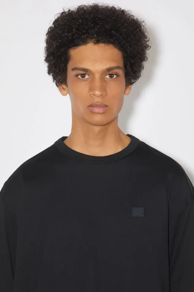 Men Crew Neck Tshirt Relaxed Fit Black Acne Studios Tshirts