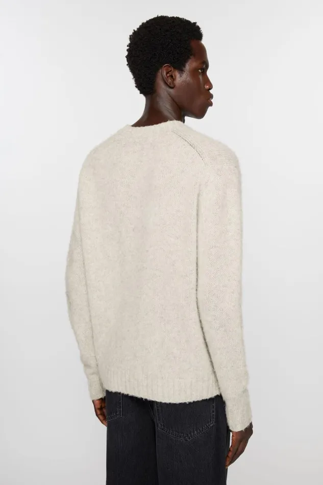 Men Crew Neck Wool Jumper Light Grey Melange Acne Studios Knitwear