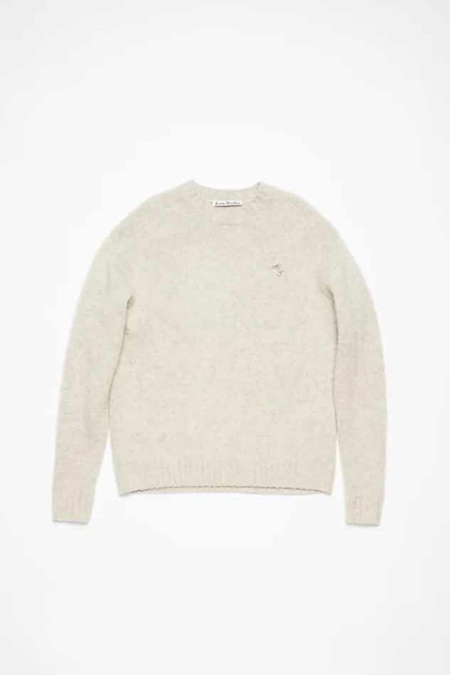 Men Crew Neck Wool Jumper Light Grey Melange Acne Studios Knitwear