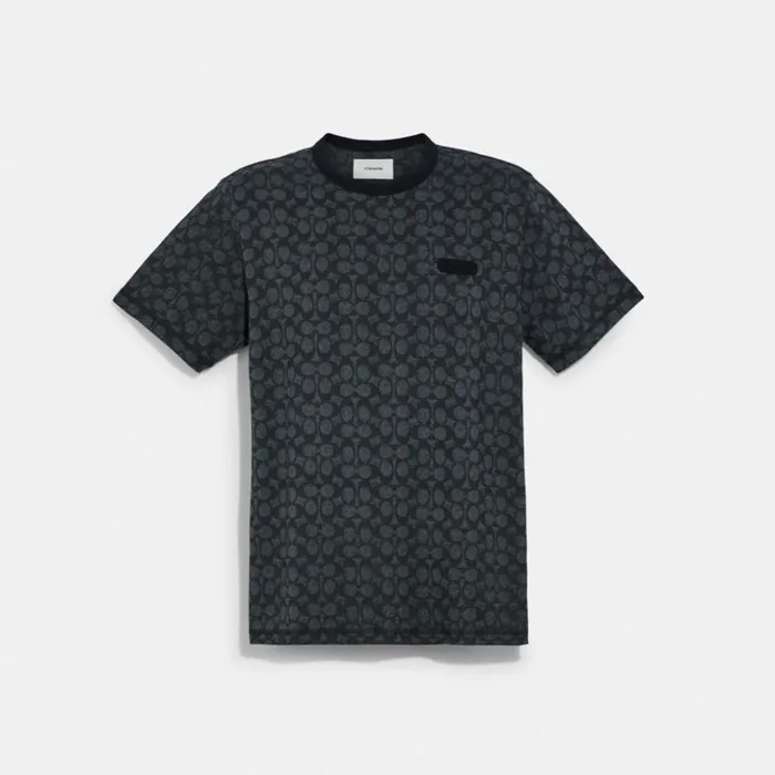 Men Essential T Shirt In Organic Cotton Charcoal Signature Coach Tops and Bottoms