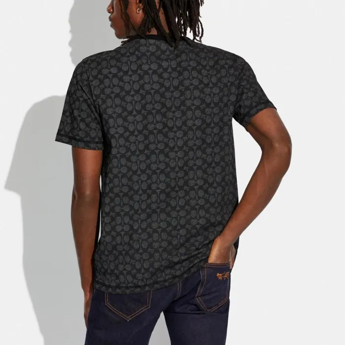 Men Essential T Shirt In Organic Cotton Charcoal Signature Coach Tops and Bottoms