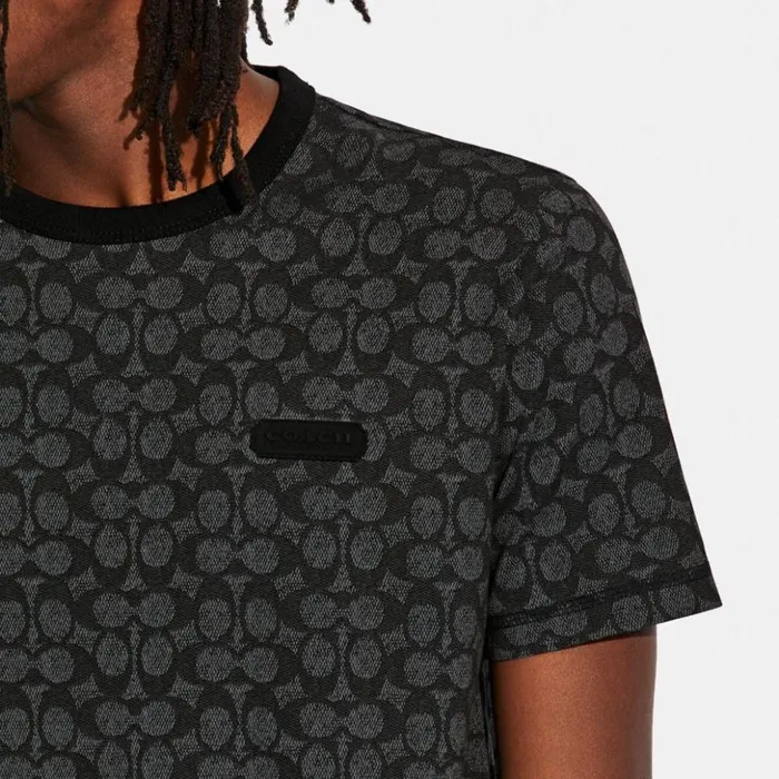 Men Essential T Shirt In Organic Cotton Charcoal Signature Coach Tops and Bottoms