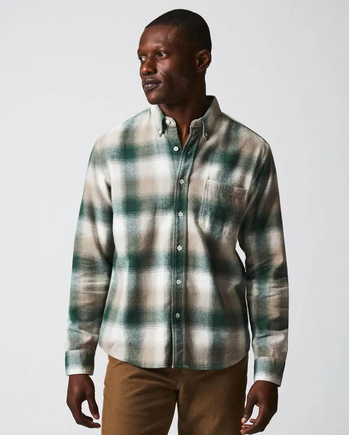 Men Flannel Bold Plaid Tuscumbia Shirt Bd Naturalgreen Billy Reid Shirting