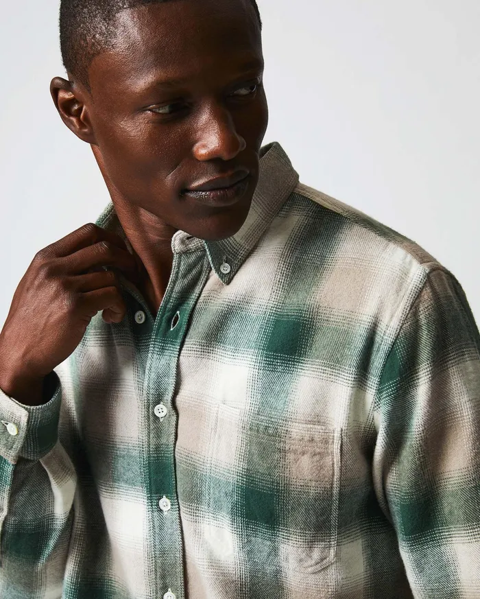 Men Flannel Bold Plaid Tuscumbia Shirt Bd Naturalgreen Billy Reid Shirting