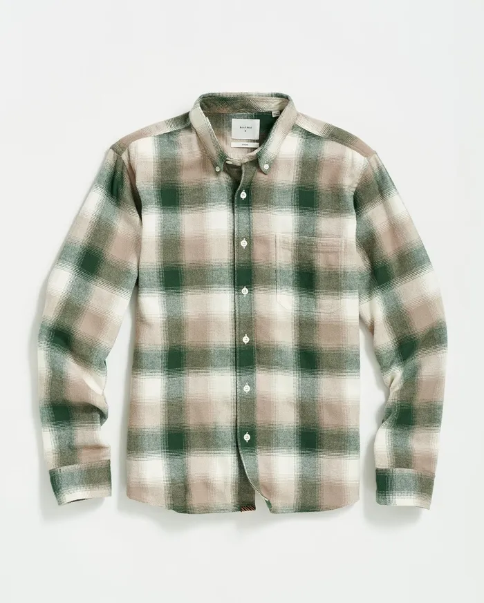 Men Flannel Bold Plaid Tuscumbia Shirt Bd Naturalgreen Billy Reid Shirting