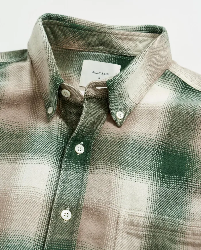 Men Flannel Bold Plaid Tuscumbia Shirt Bd Naturalgreen Billy Reid Shirting