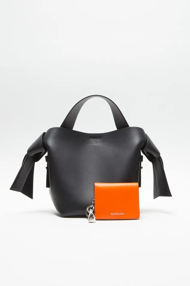 Men Folded Leather Wallet Bright Orange Acne Studios Small Leather Goods