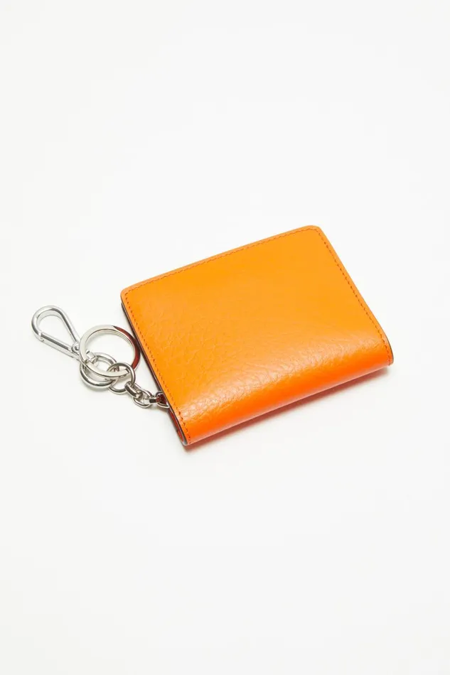 Men Folded Leather Wallet Bright Orange Acne Studios Small Leather Goods