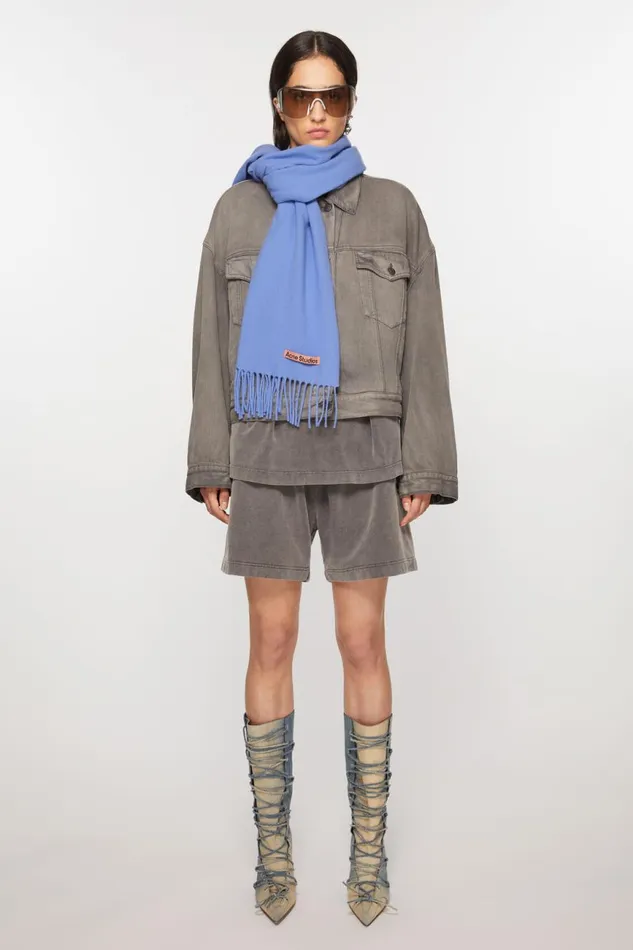 Men Fringe Wool Scarf 8211 Narrow Sweet Blue Acne Studios Scarves