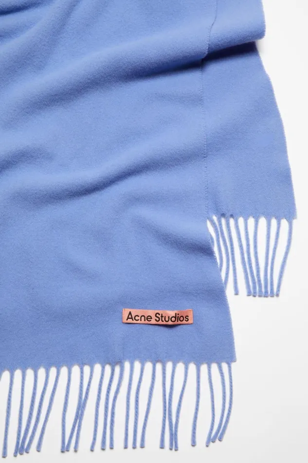 Men Fringe Wool Scarf 8211 Narrow Sweet Blue Acne Studios Scarves