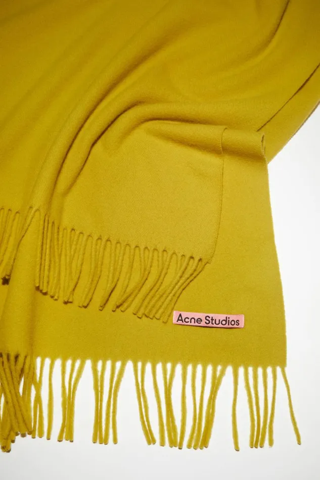Men Fringe Wool Scarf 8211 Oversized Acid Yellow Acne Studios Scarves