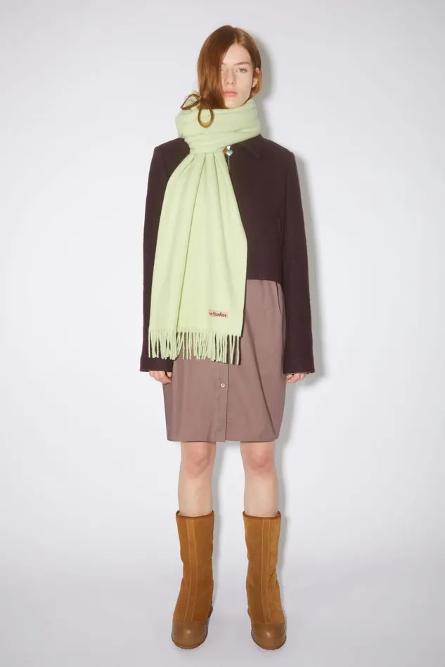 Men Fringe Wool Scarf 8211 Oversized Pale Green Acne Studios Scarves
