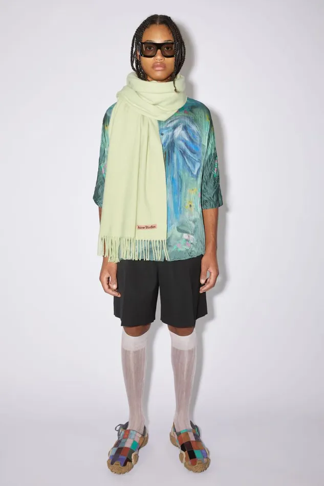 Men Fringe Wool Scarf 8211 Oversized Pale Green Acne Studios Scarves