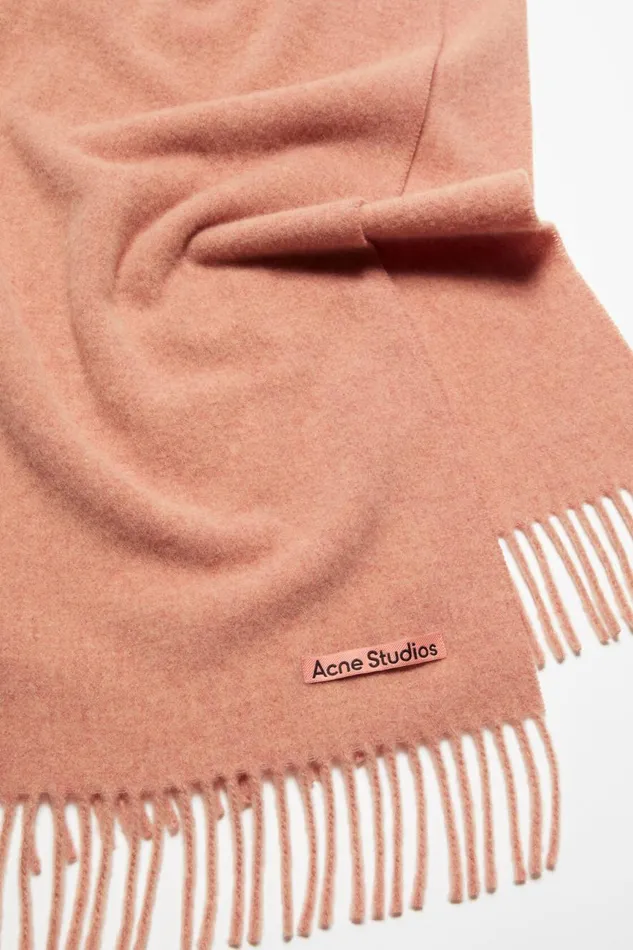 Men Fringe Wool Scarf Narrow Rose Melange Acne Studios Scarves