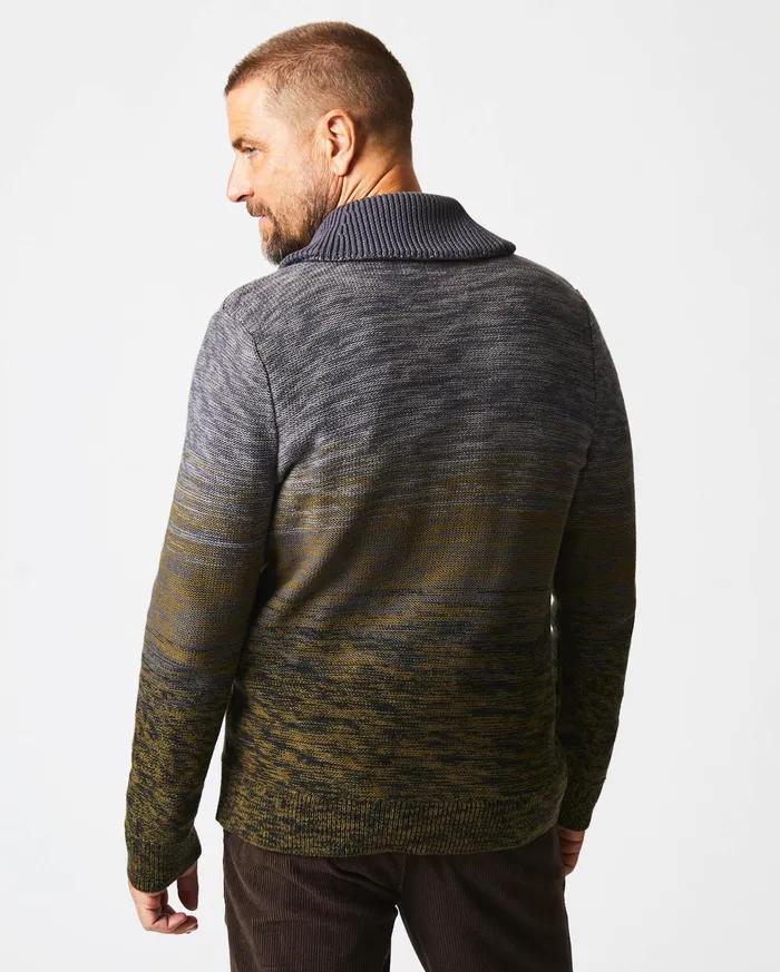 Men Gradient Stripe Cardigan Olivecharcoal Billy Reid Sweaters and Sweatshirts
