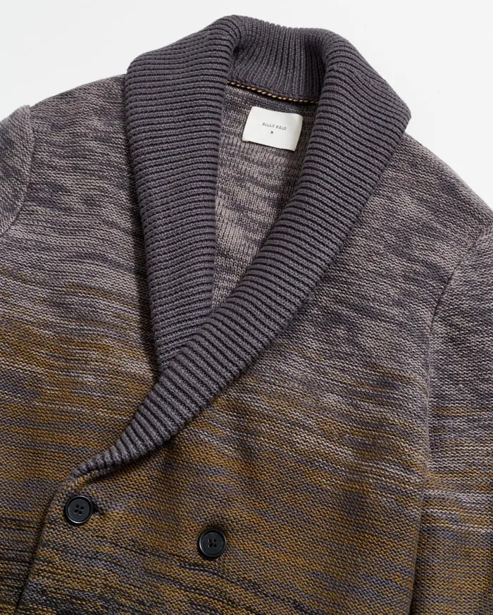 Men Gradient Stripe Cardigan Olivecharcoal Billy Reid Sweaters and Sweatshirts