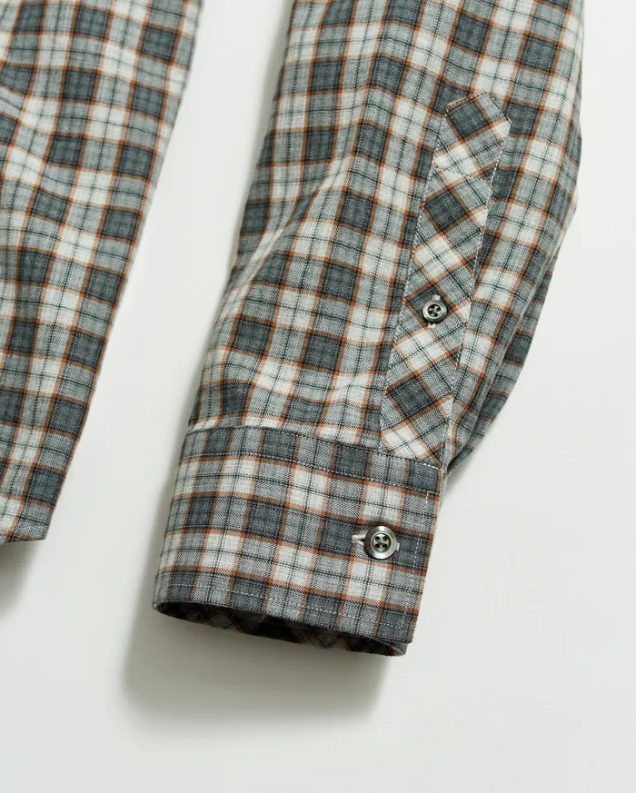 Men Herringbone Plaid John T Shirt Greytan Billy Reid Shirting