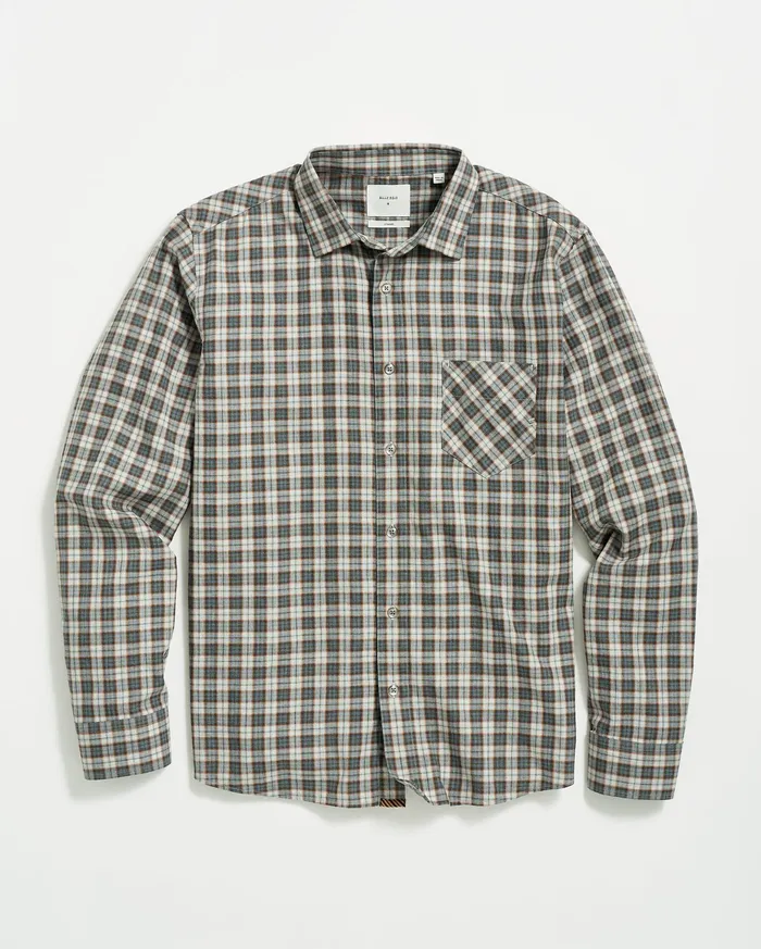 Men Herringbone Plaid John T Shirt Greytan Billy Reid Shirting